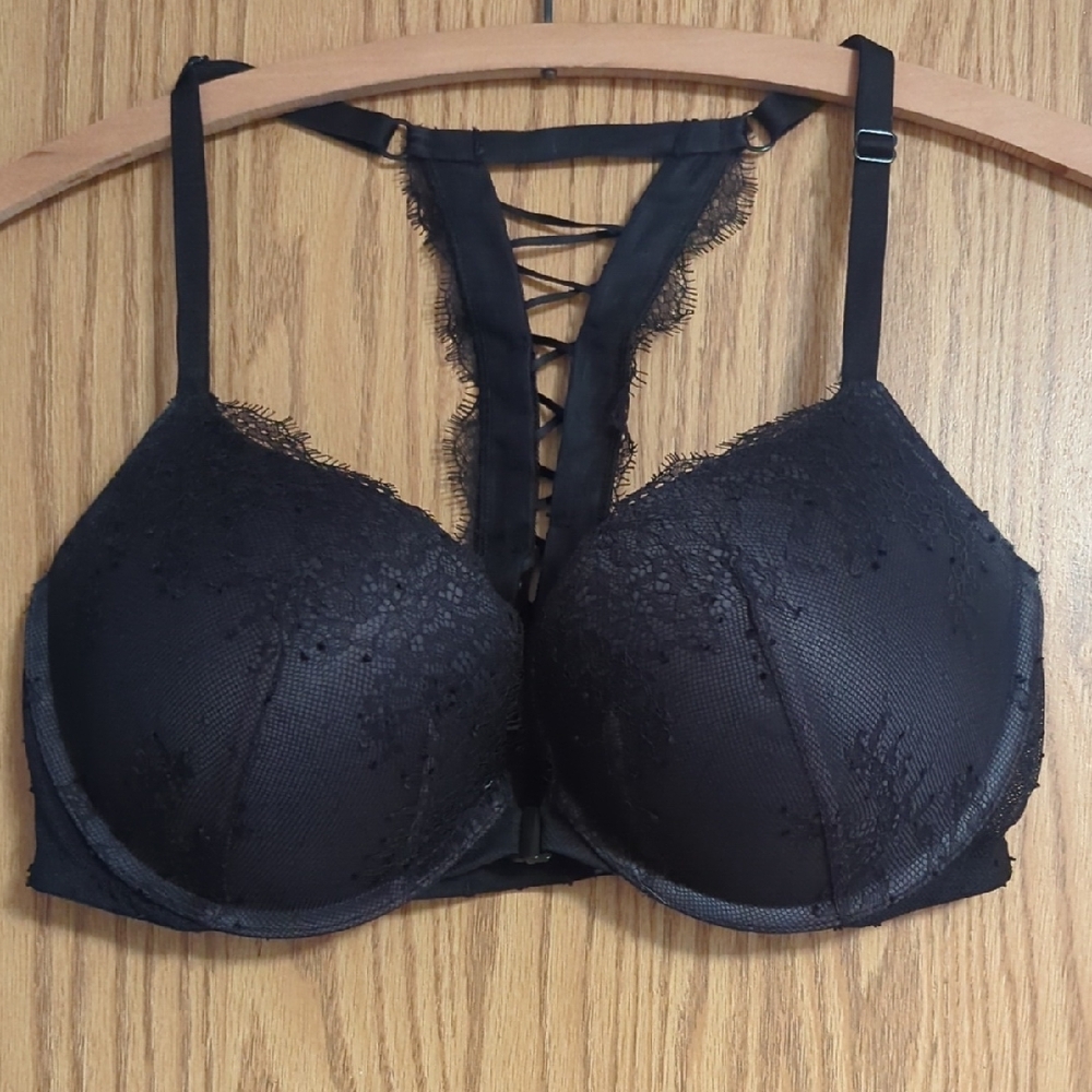 Victoria's Secret Black Lace-Up Bra